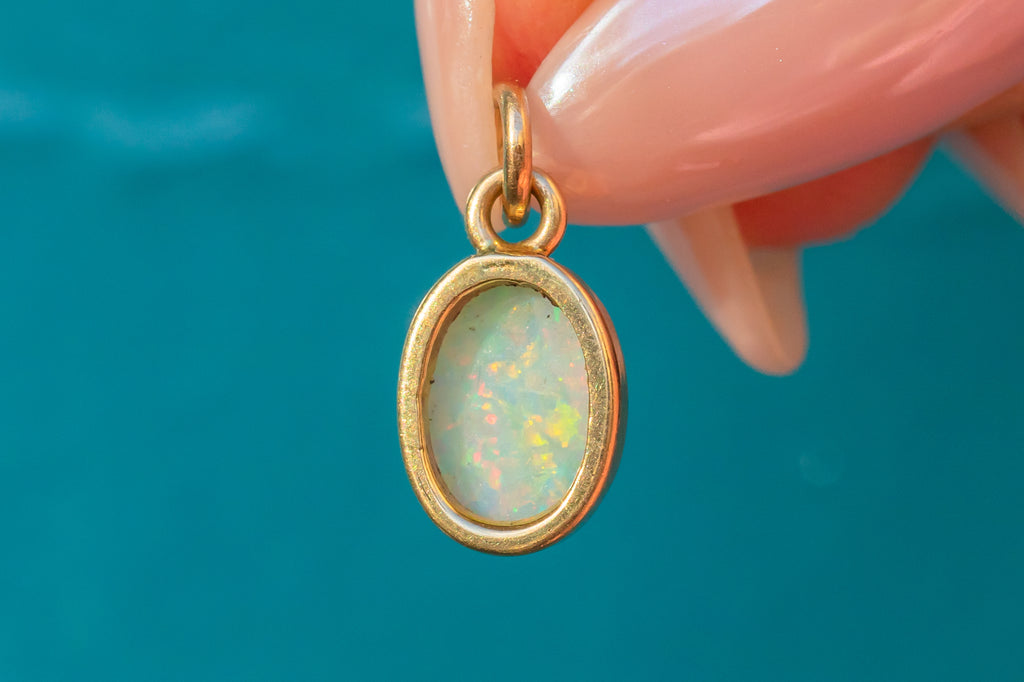 Antique 9ct Gold Bezel-Set Opal Charm