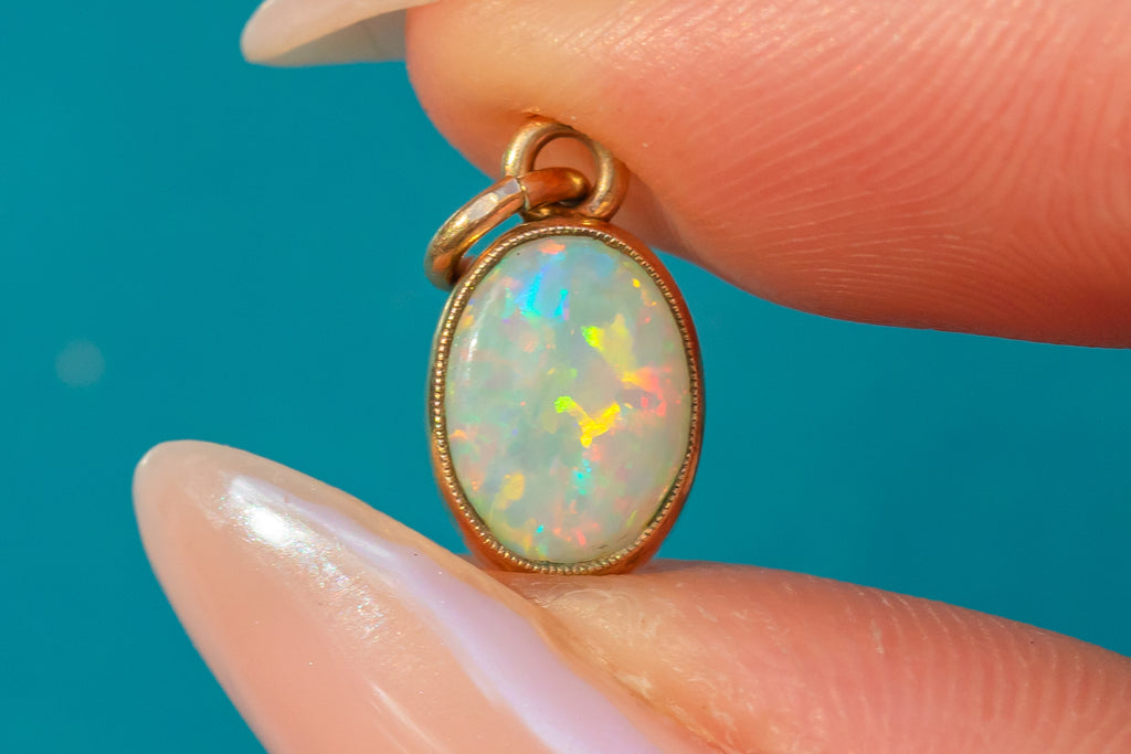 Antique 9ct Gold Bezel-Set Opal Charm