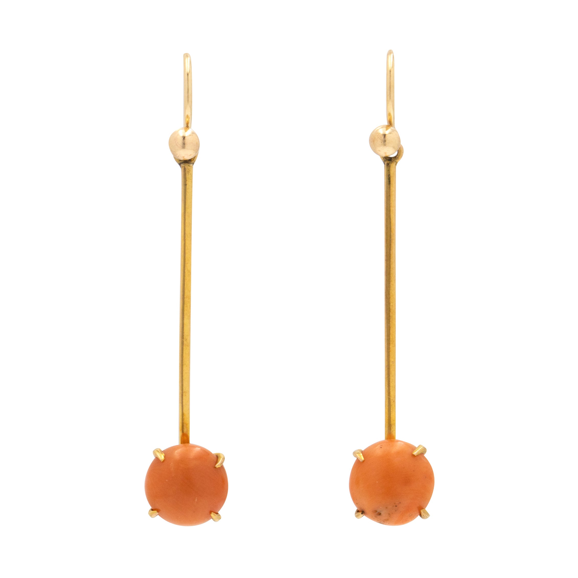 Victorian 9ct Gold Coral Drop Earrings