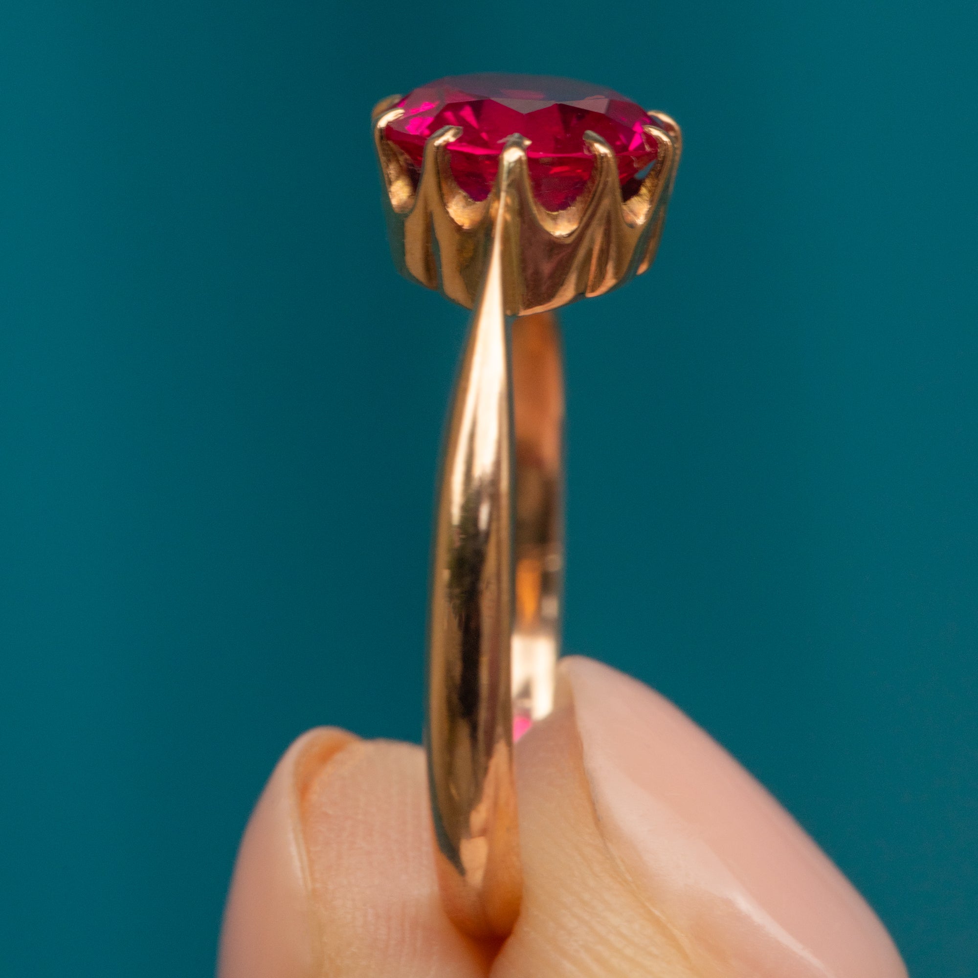 Antique 9ct Gold Ruby Solitaire Ring, 1.30ct