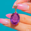 Large 14ct Gold Colour-Change Sapphire Pendant, 14.50ct Synthetic Sapphire