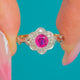 Edwardian Antique 18ct Gold Ruby Diamond Cluster Engagement Ring