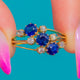 Antique 18ct Gold Natural Sapphire Diamond Hareem Ring