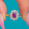 Antique 18ct Gold Ruby Diamond Daisy Cluster Ring