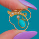 15ct Gold Art Nouveau Turquoise Diamond Pearl "Whiplash" Charm