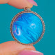 Round Art Deco Silver Butterfly Wing Pendant