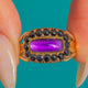 Georgian 18ct Gold Amethyst Cabochon Jet Mourning Ring