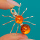 Sterling Silver Amber Spider Pendant