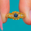 Stylish Antique 18ct Gold Sapphire Diamond Boat Ring
