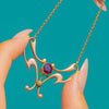 9ct Gold Art Nouveau Garnet Pearl Necklace