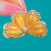 Art Nouveau 14ct Gold Pearl Clover Pendant