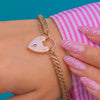 9ct Yellow Gold Fancy Link Snake Bracelet, Antique Heart Padlock