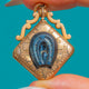 Victorian 9ct Gold Ornate Hematite Horseshoe Locket