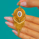 Etruscan Revival 18ct Gold Blue Enamel and Pearl Star & Tassel Locket Pendant