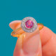 Art Deco 18ct Gold & Platinum Ruby Diamond Cluster Ring