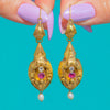 Authentic Victorian 15ct Gold Garnet Pearl Drop Earrings, c.1860