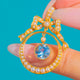 Antique 18ct Gold Aquamarine and Pearl Round Bow Pendant