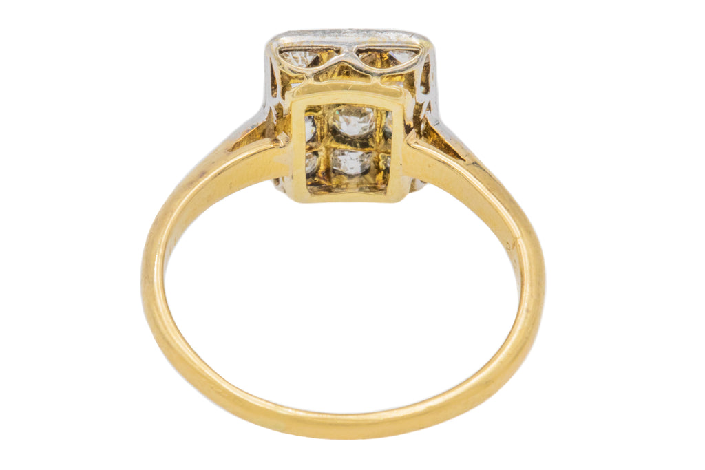 Art Deco 18ct Gold Diamond Panel Ring, 0.50ct