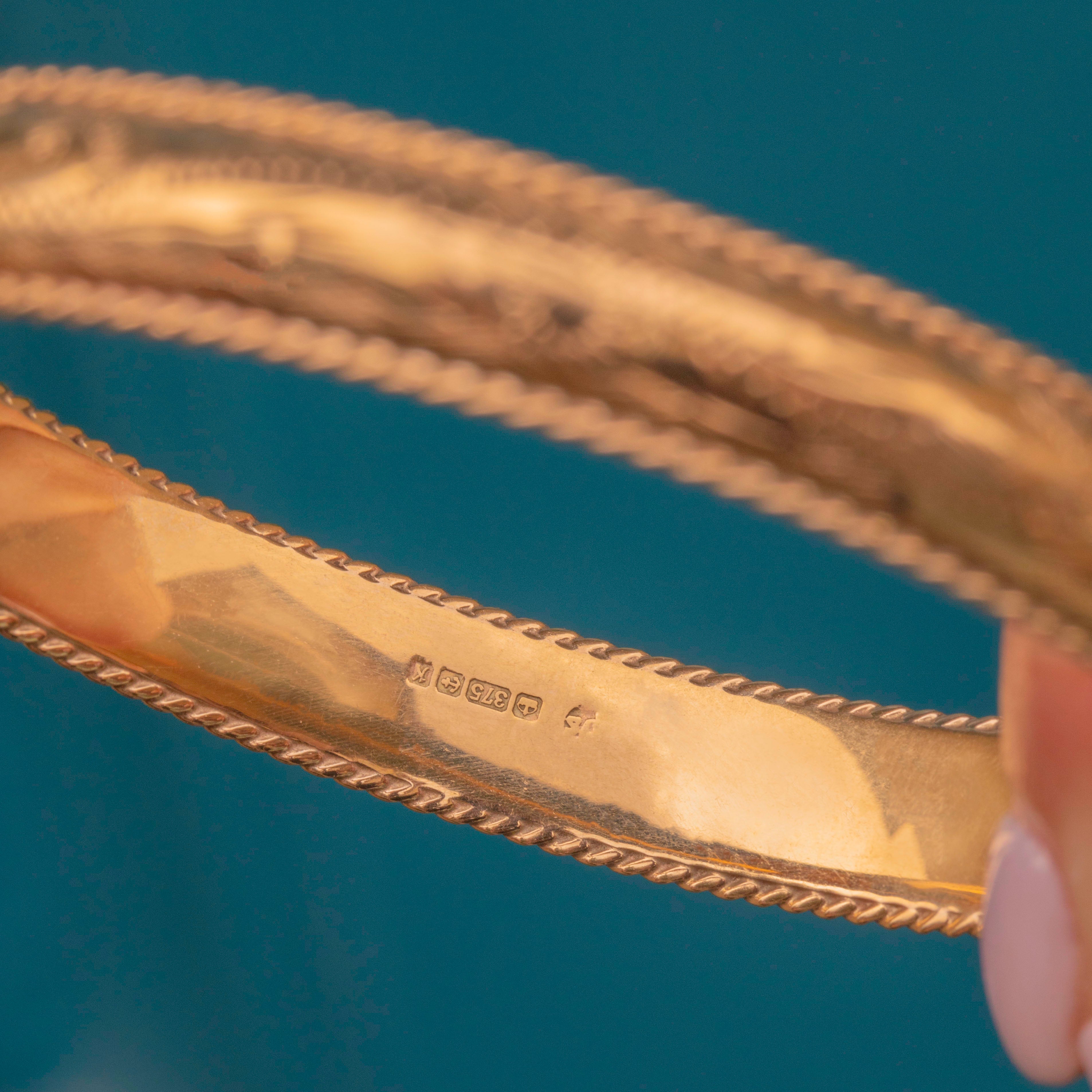 thumbnail image 2 of Personalised 9ct Gold Baby Bangle With Flower & Heart Pattern - Dolce Valentina 2 of 3
