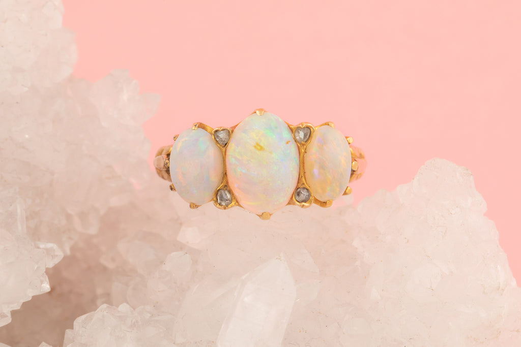 Victorian Opal Gold Three Stone Ring (1.88ct)