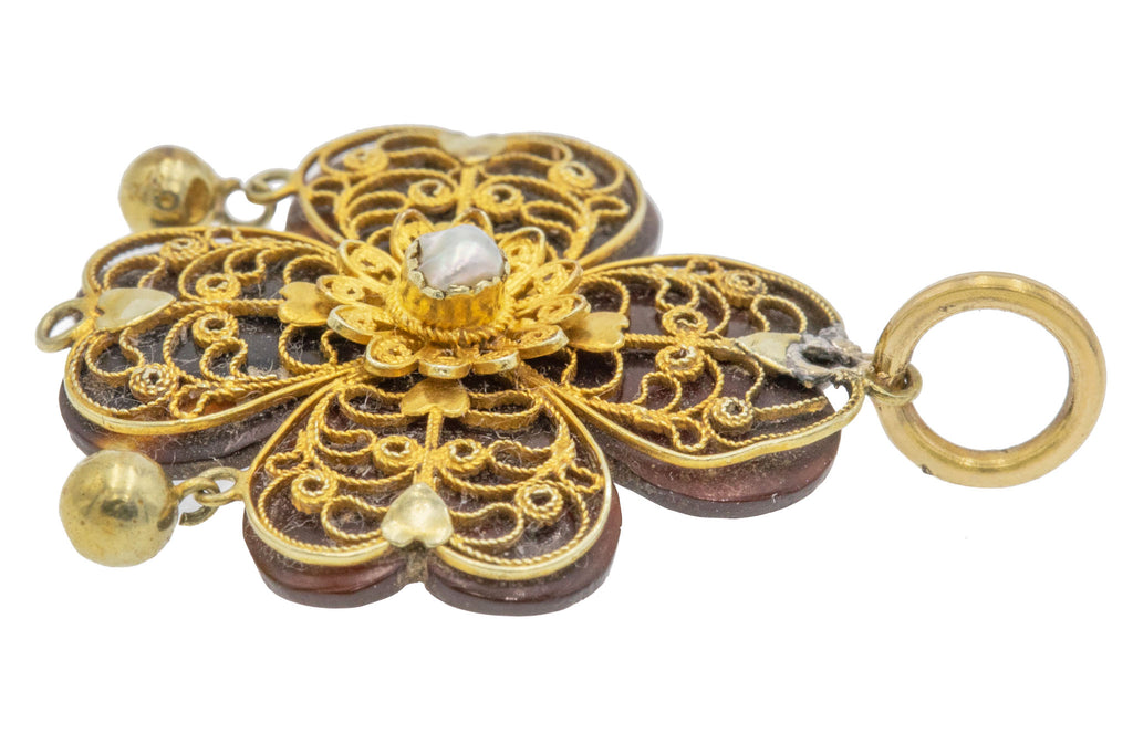 Victorian 18ct Gold Cannetille Pique Pendant