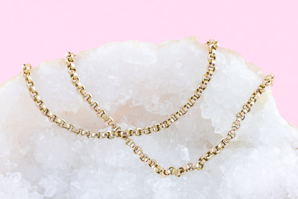 10ct Gold Antique Belcher Chain Necklace 16.5"- 7.0g