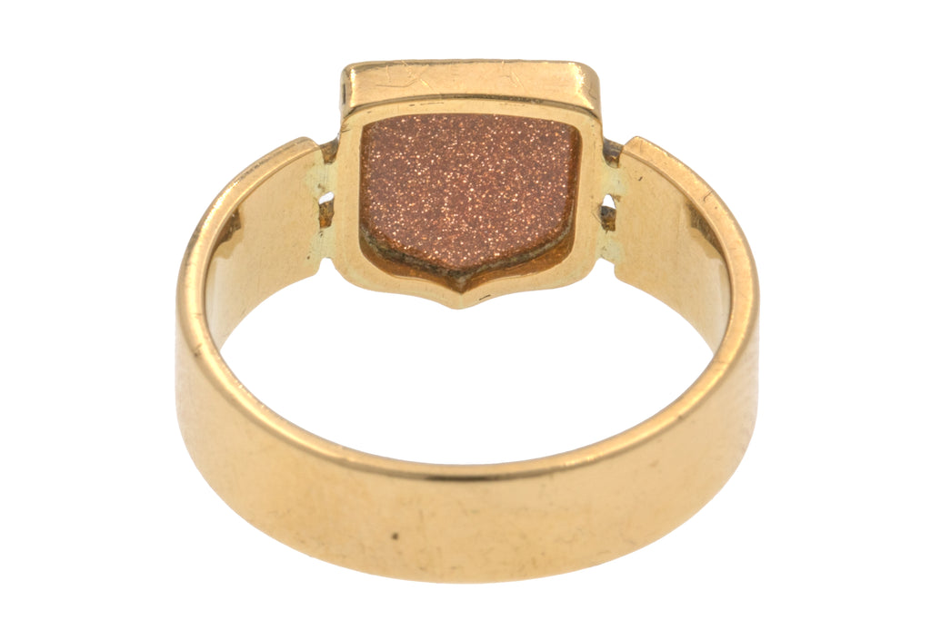 Antique 18ct Gold Signet Ring- Goldstone Shield