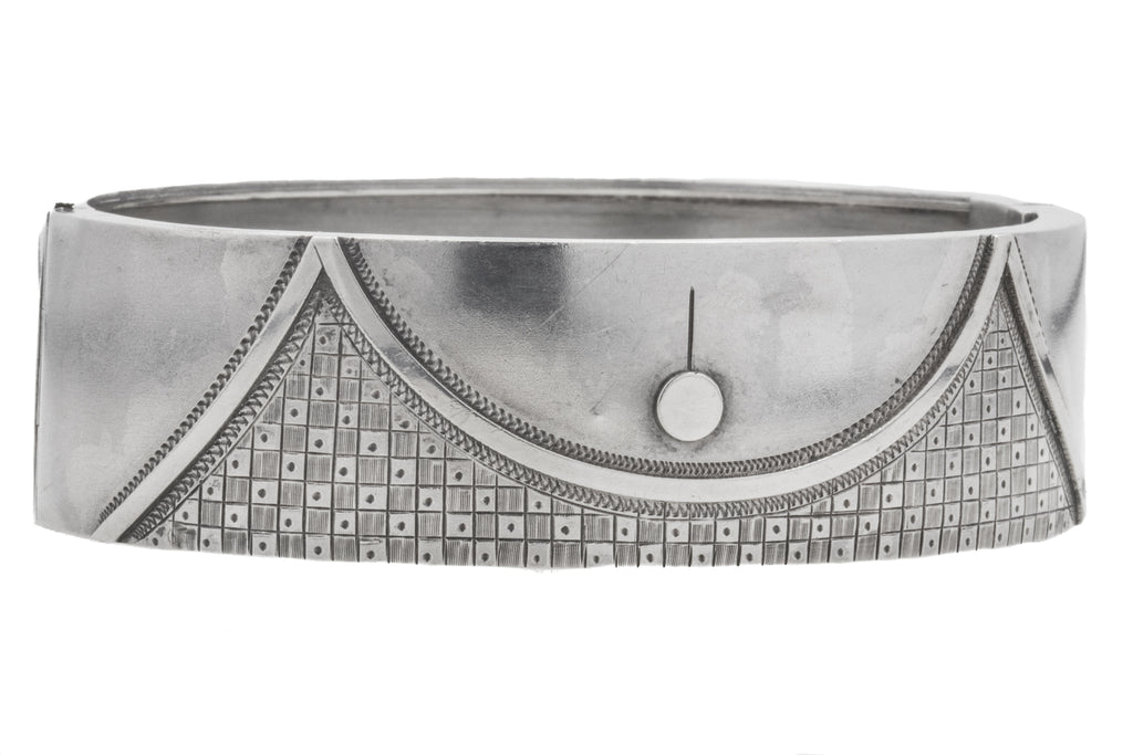 Victorian Silver Geometric Cuff Bangle