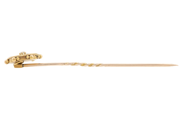 Victorian 15ct Gold Pearl Diamond Etruscan Revival Stickpin – Lillicoco