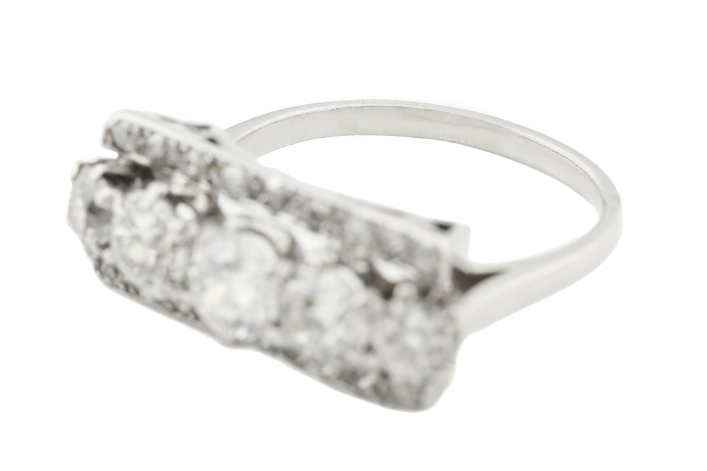 Art Deco Platinum Five Stone Diamond Dress Ring, (1.63ct)