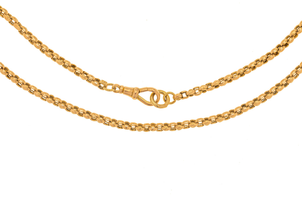 24.5" Antique 9ct Gold Belcher Chain with Dog Clip, 15.5g