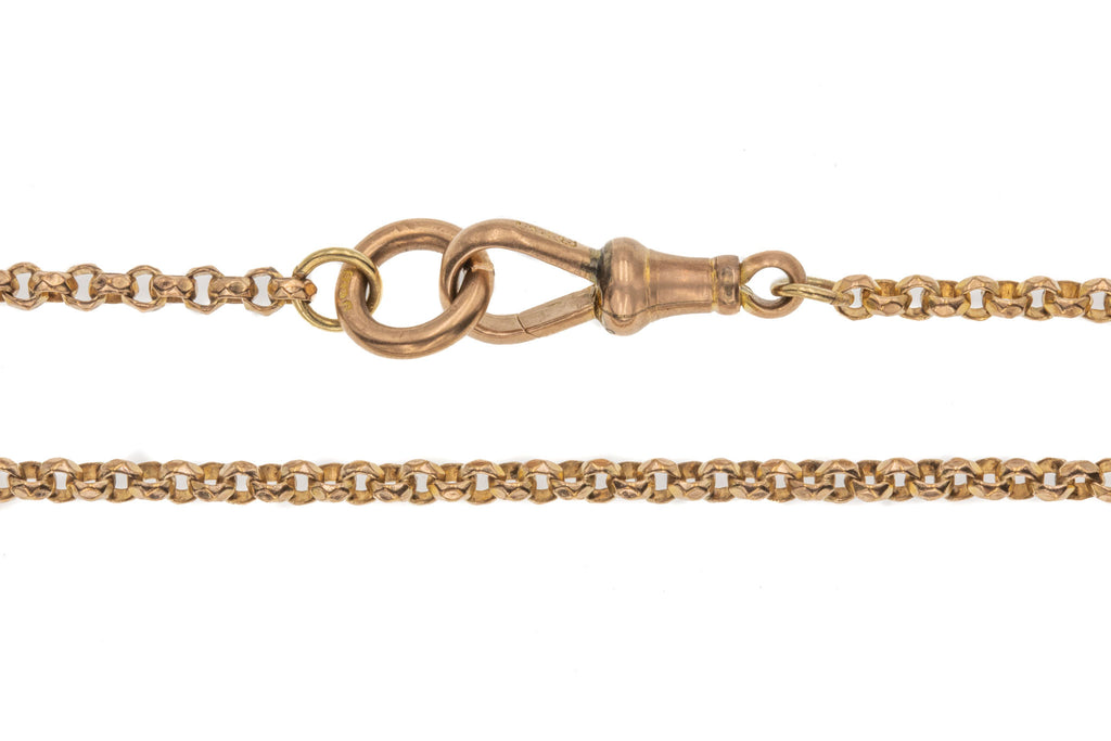 16.5" Antique 9ct Gold Faceted Belcher Chain, Large Dog-Clip (13.5g)