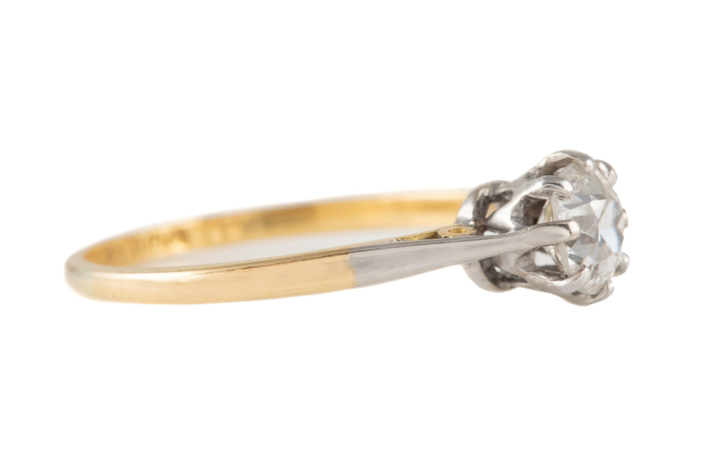 Art Deco 18ct Gold Diamond Solitaire Ring (0.50ct)