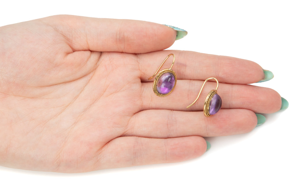 Victorian 14ct Gold Amethyst Earrings, (9.60ct)