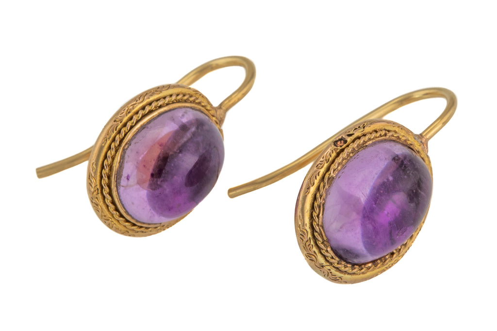 Victorian 14ct Gold Amethyst Earrings, (9.60ct)