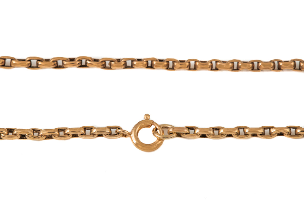Victorian Rose Gold Rectangular Belcher Chain, 21 & 1/2" (9.6g)