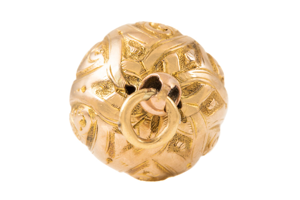 Antique Gold Repousse Sphere Pendant