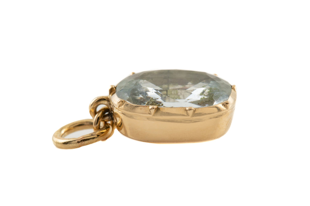 Georgian 15ct Gold Aquamarine Pendant (1.40ct)
