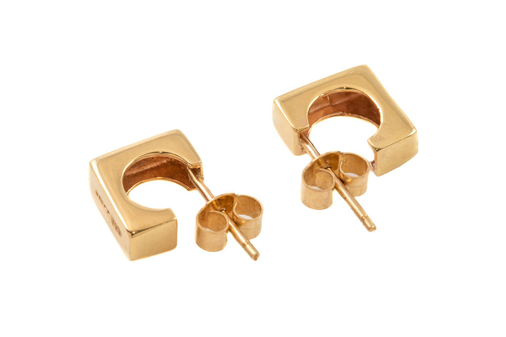 9ct Gold Chunky Square Stud Earrings