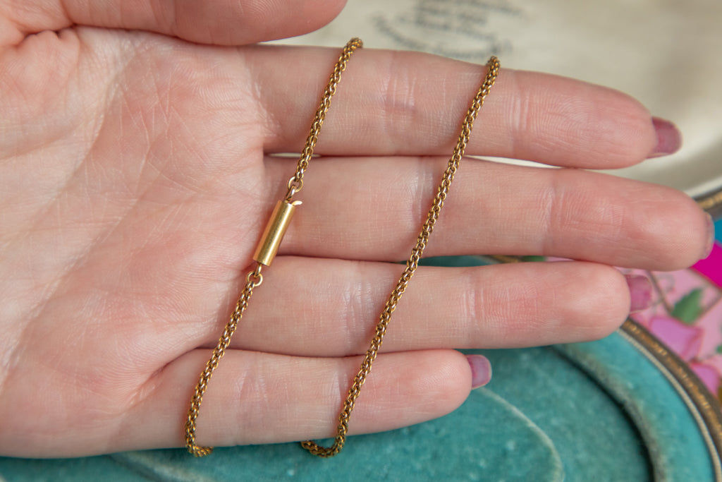 Antique 15ct Gold Short Rope Chain, 15 & 1/2" (6.1g)