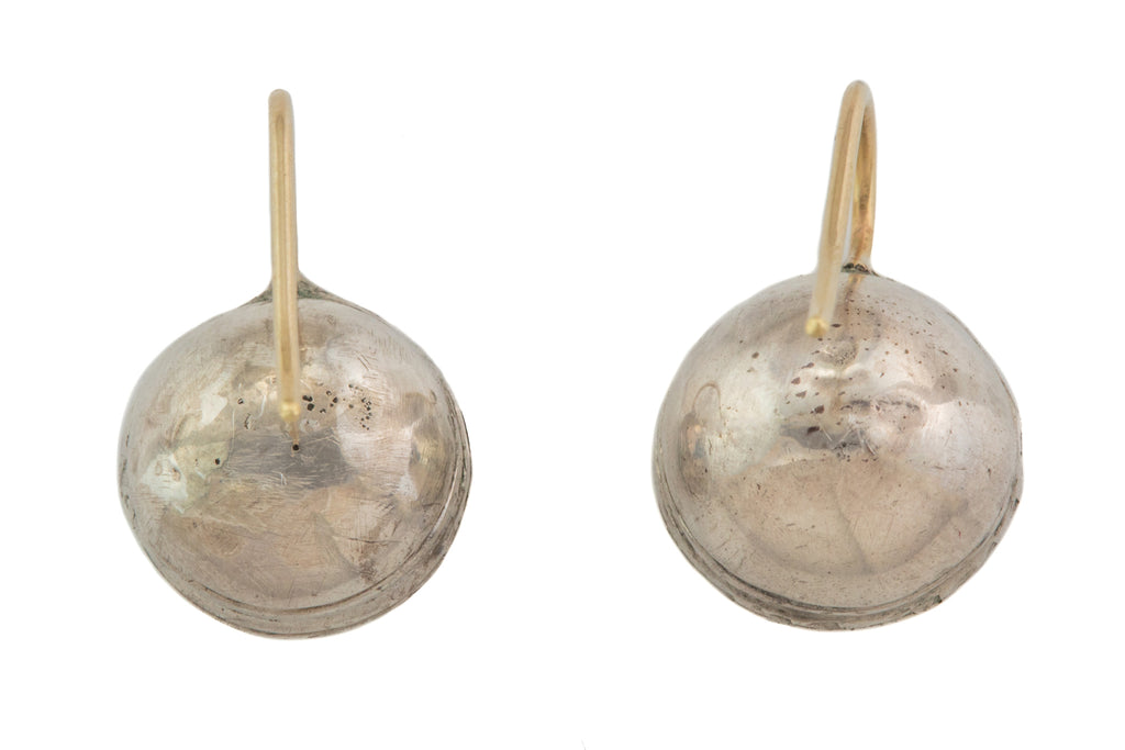 Georgian Silver Foiled Paste Earrings, with 9ct Gold Hooks
