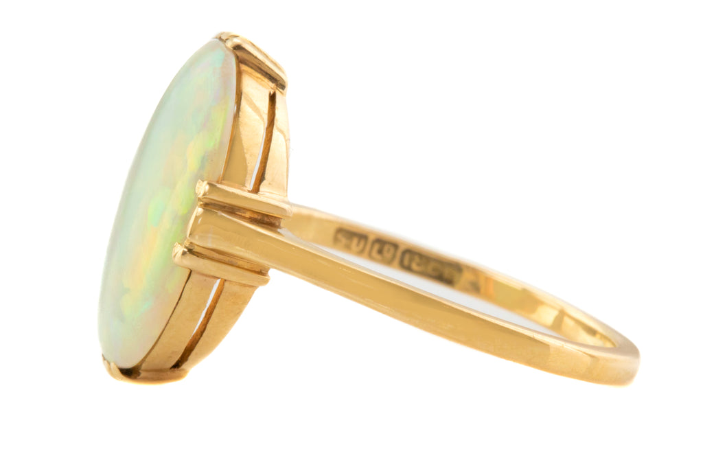 Art Deco 18ct Gold Opal Solitaire Ring, (0.86ct)
