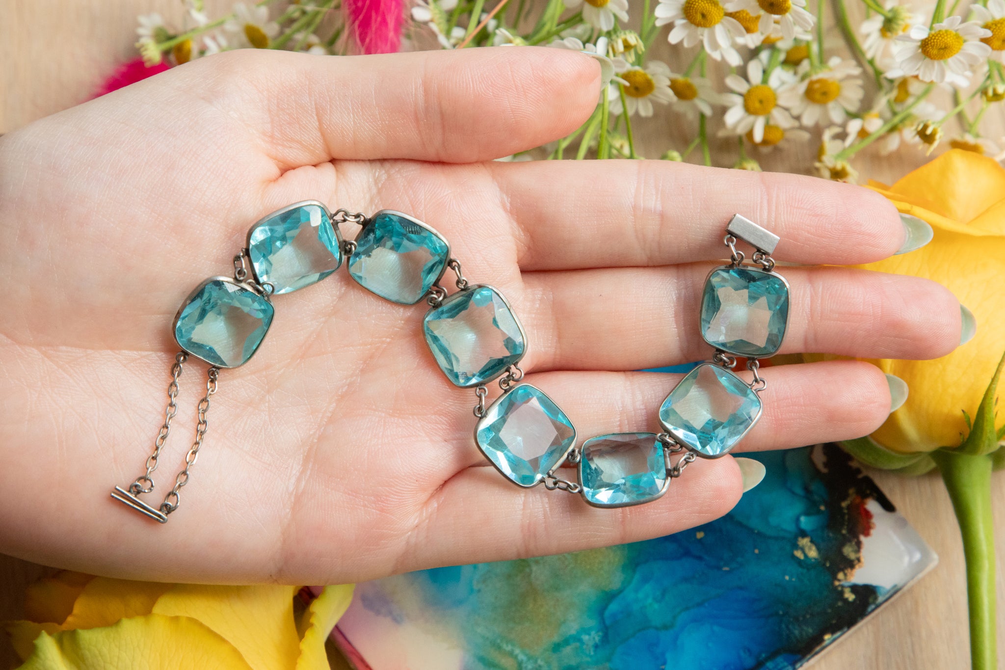 Buy Aquamarine Crystal Bracelet Online in India  Mypoojaboxin