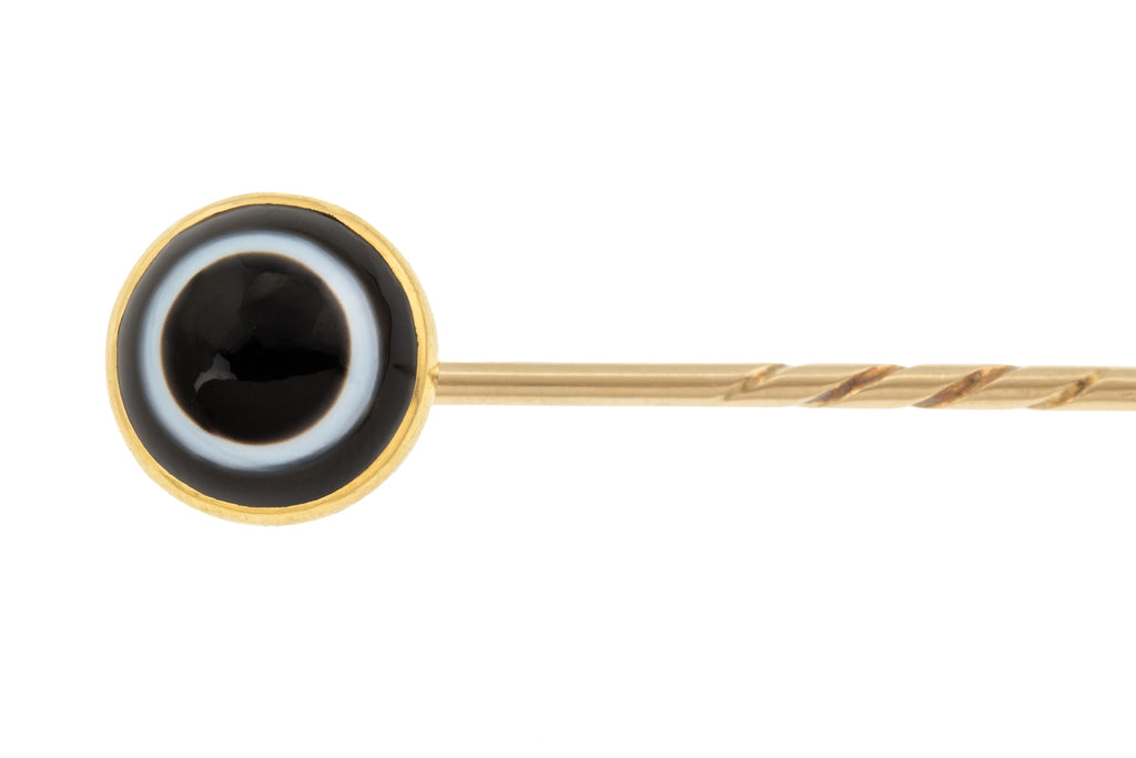 9ct Gold "Bulls-eye" Banded Agate Stick-Pin
