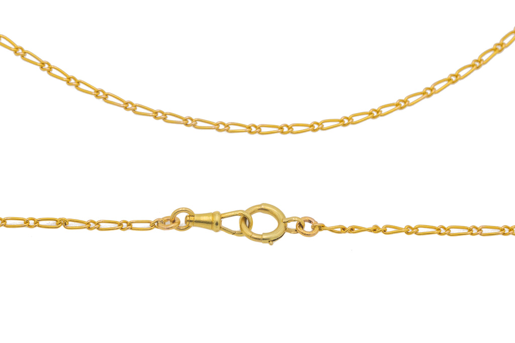 62" Antique French 18ct Gold Figaro Guard Chain, 26g