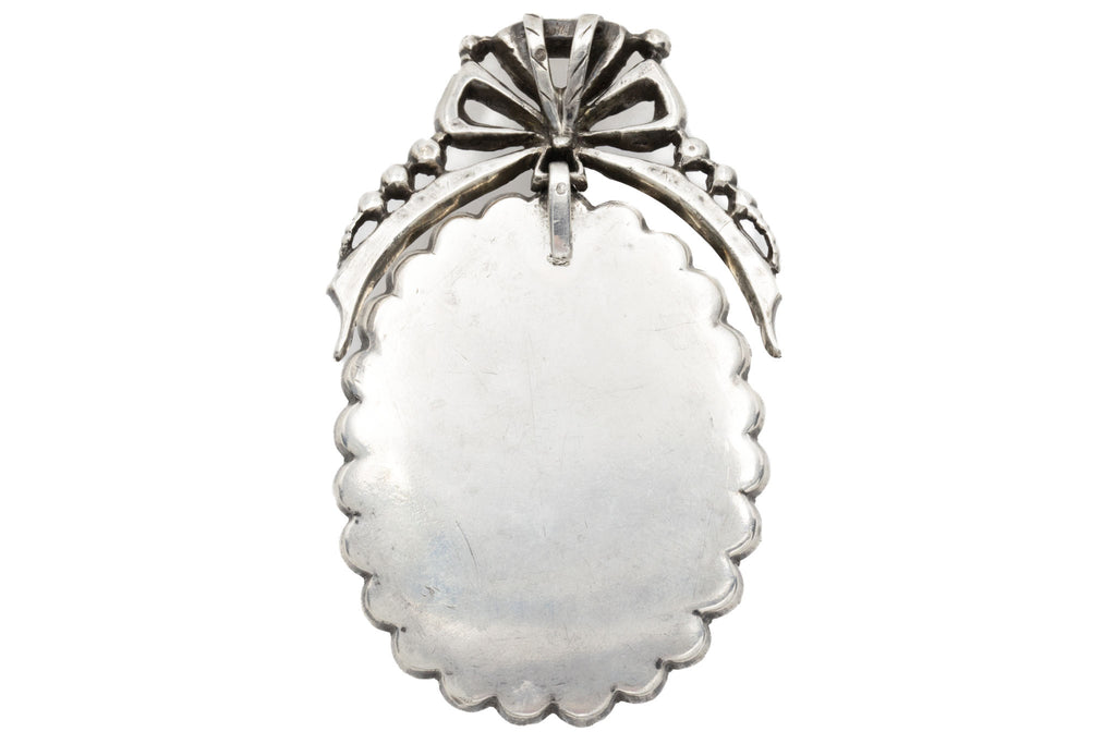 Large Georgian French Silver Paste Locket, with Bow Motif