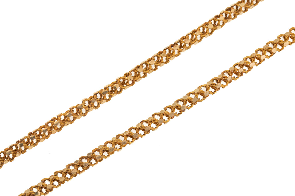 Georgian 15ct Gold Open Work Snake Chain Necklace, 22" (18.4g)