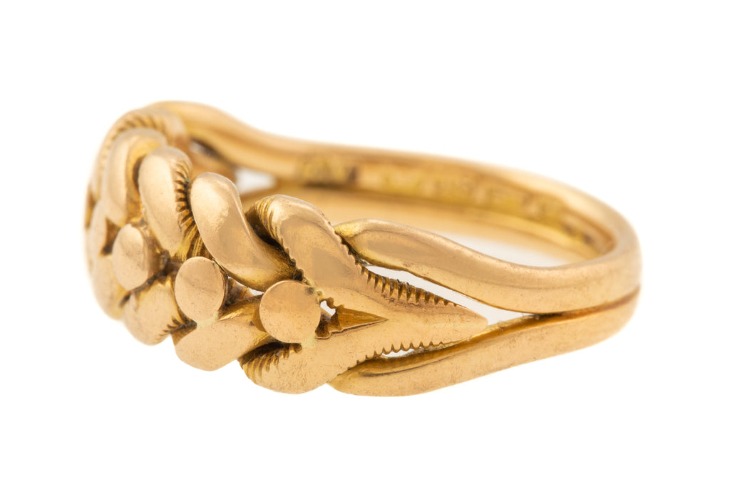 Heavy Victorian 18ct Gold Keeper Ring, 6g