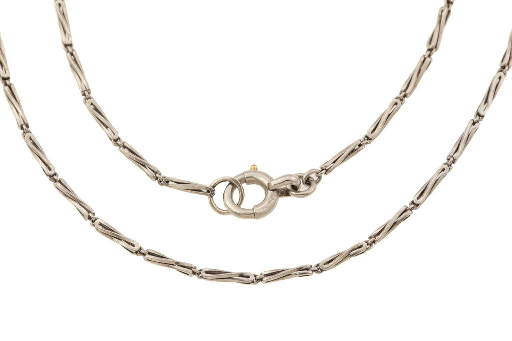 14" Art Deco Platinum Fancy-Link Choker Necklace, (9.6g)