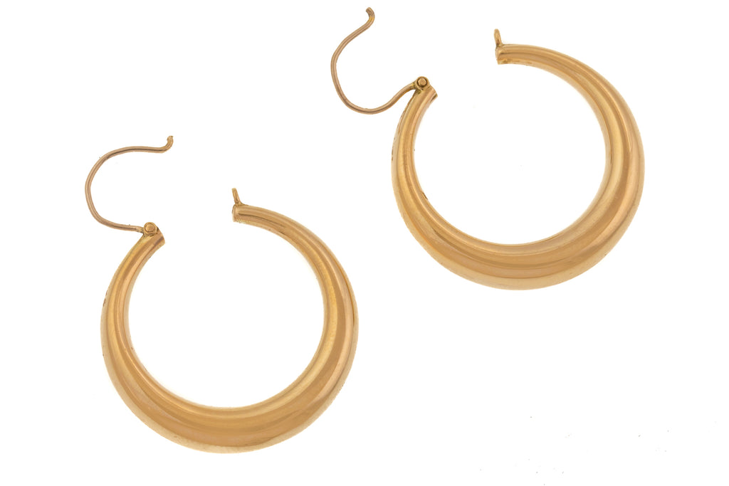 Chunky 9ct Gold Polished Hoop Earrings, 27mm
